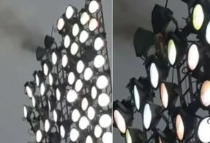 মিরপুর স্টেডিয়ামের ফ্লাডলাইটে আগুন