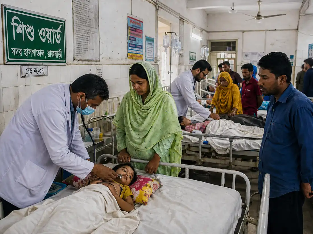 মোট আক্রান্ত ১৭১, চিকিৎসাধীন ১৪ — বাড়ছে উদ্বেগ — দৈনিক দুর্নীতির বার্তা Measles outbreak Rajbari children hospital Bangladesh health alert — Dainik Durnitir Barta —— dainikdurniti.com —