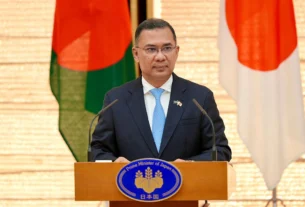 জাপানের প্রধানমন্ত্রী সানায়ে তাকাইচির সঙ্গে দ্বিপক্ষীয় শীর্ষ বৈঠকে আলোচনার পর টোকিওতে এক যৌথ সংবাদ সম্মেলনে বক্তব্য রাখেন প্রধানমন্ত্রী তারেক রহমান